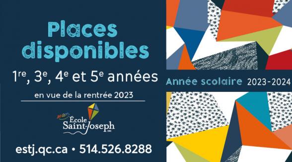 ANNÉE SCOLAIRE 2023-2024 – PLACES DISPONIBLES EN VUE DE LA PROCHAINE RENTRÉE
